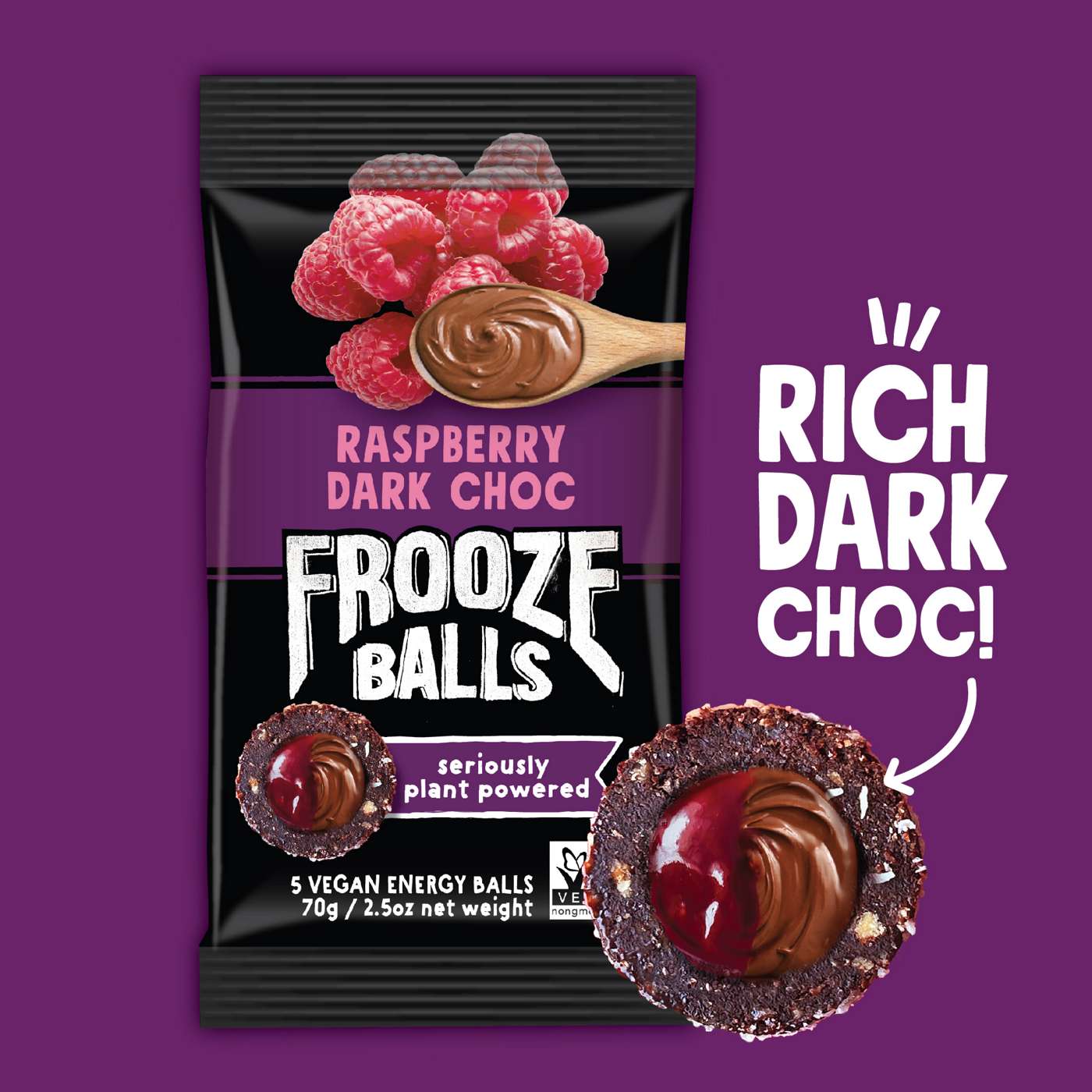 Frooze Balls Raspberry Dark Chocolate Vegan Energy Balls; image 4 of 5