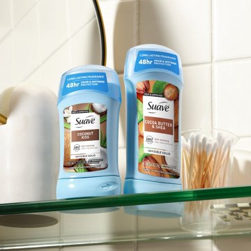 Suave Antiperspirant Deodorant for Women, Invisible Solid 48hr Protection - Cocoa Butter & Shea, 2.6 oz