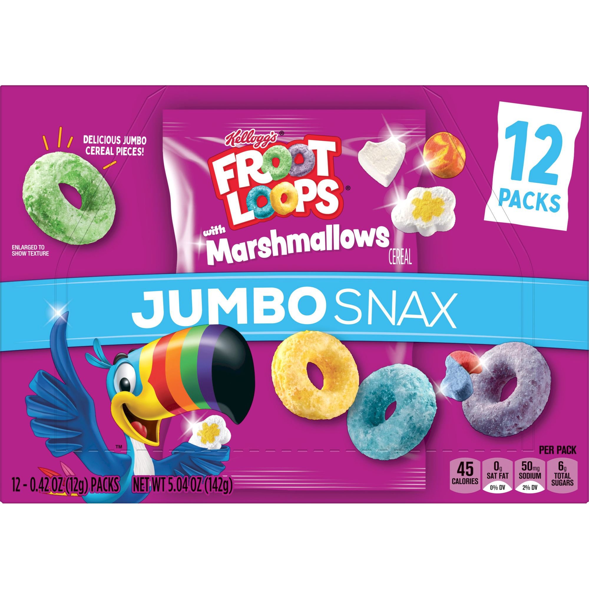Kellogg's Froot Loops Jumbo Snax Cereal Snacks, Original, 5.4oz