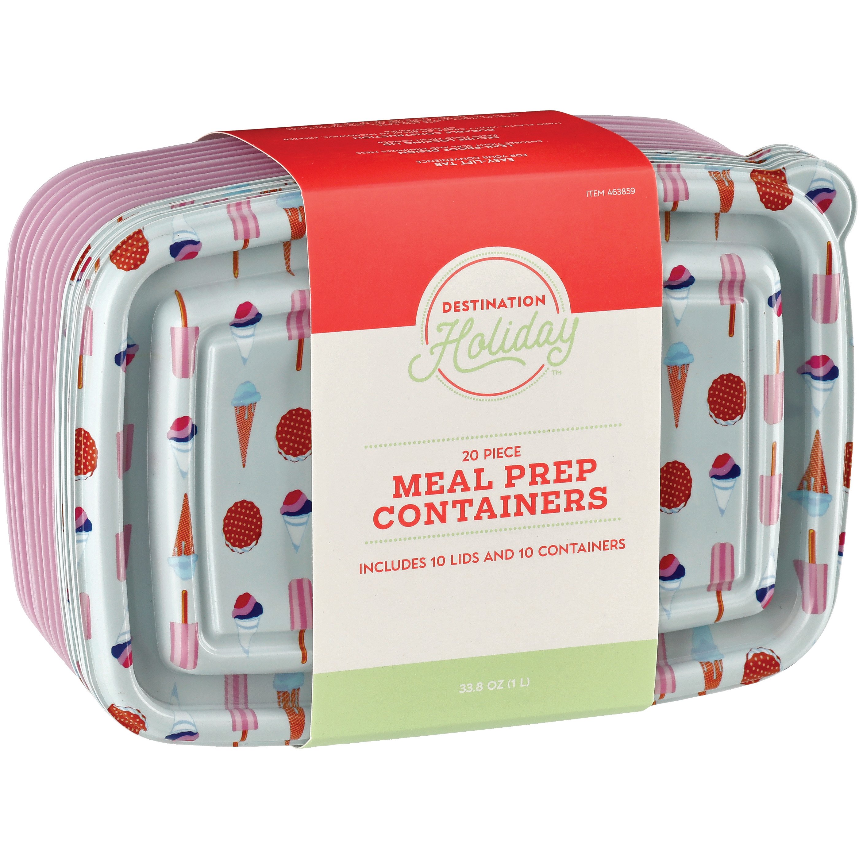 Destination Holiday Summer Reusable Meal Prep Containers with Ice Cream