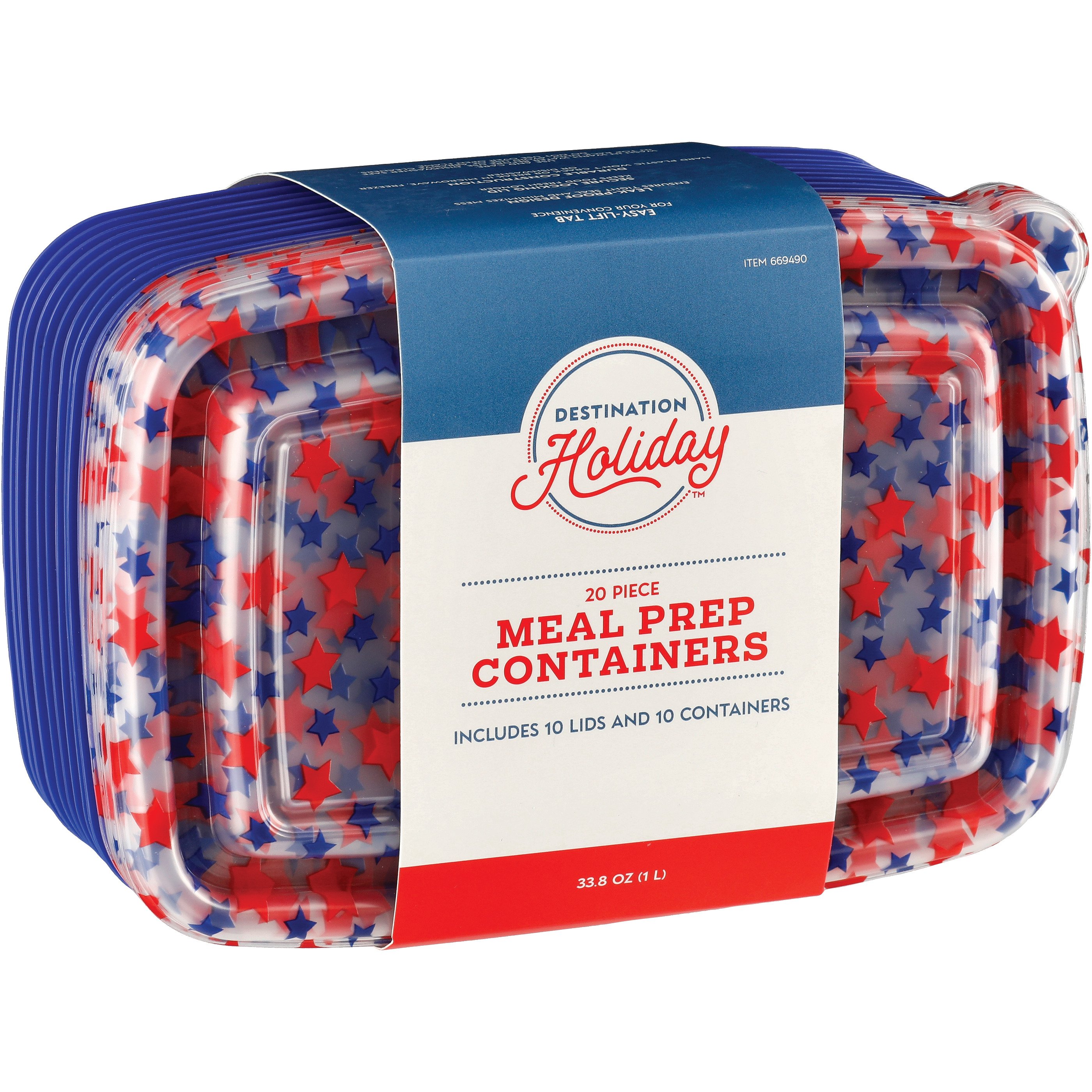 Destination Holiday Patriotic Reusable Meal Prep Containers with Star