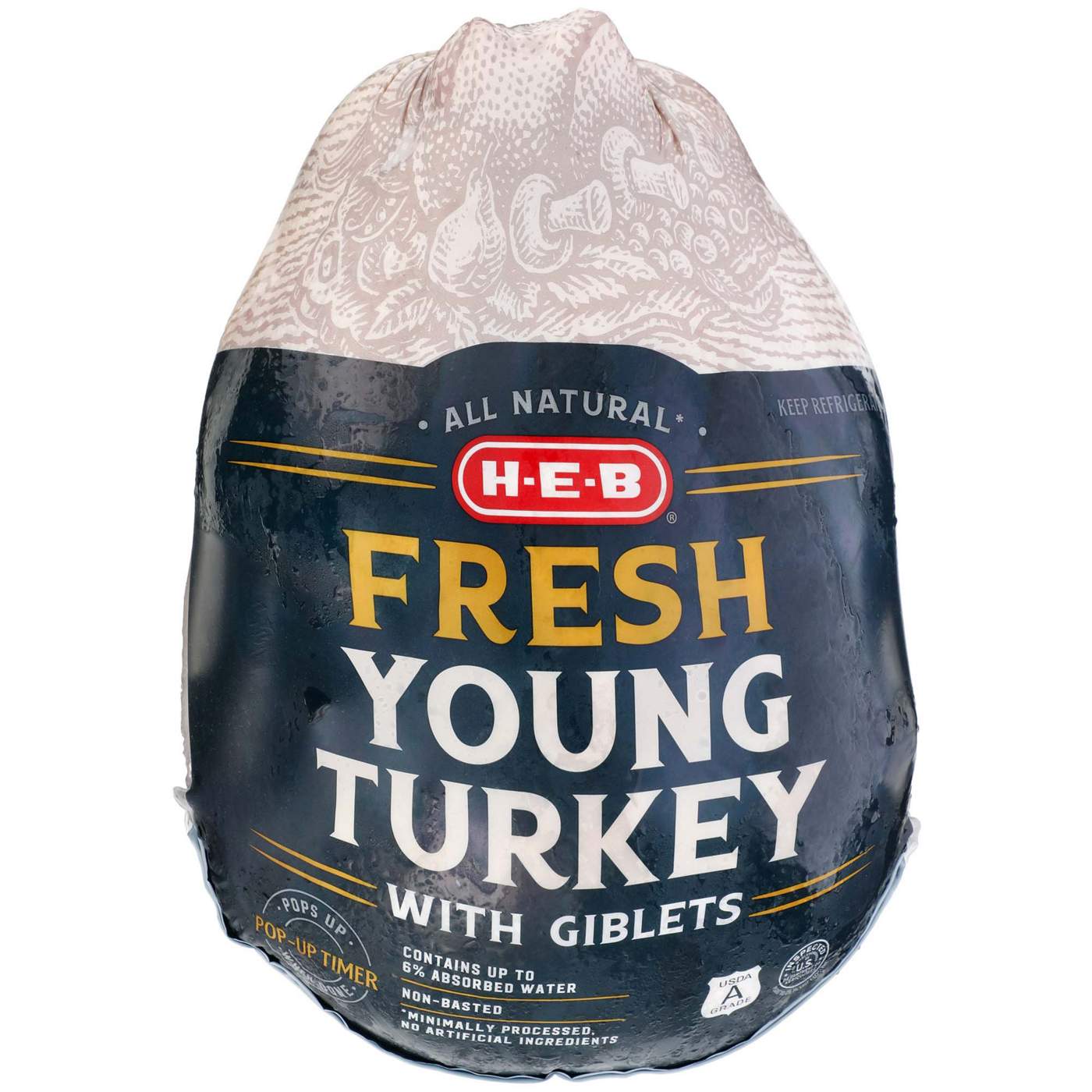 H-E-B Fresh All Natural Whole Young Turkey, 20 - 24 lbs; image 2 of 2