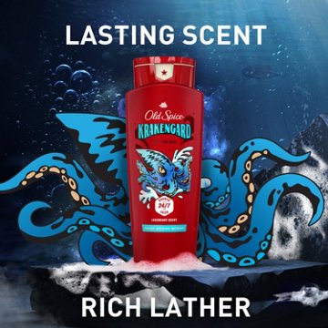 Old Spice Cleansing Body Wash for Men, 2 in 1 Face & Body Wash, Krakengard, Deep Ocean, 24 oz