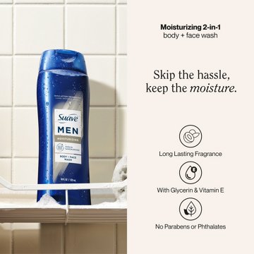 Suave Men Moisturizing 2-in-1 Face & Body Wash - Shea & Sandalwood