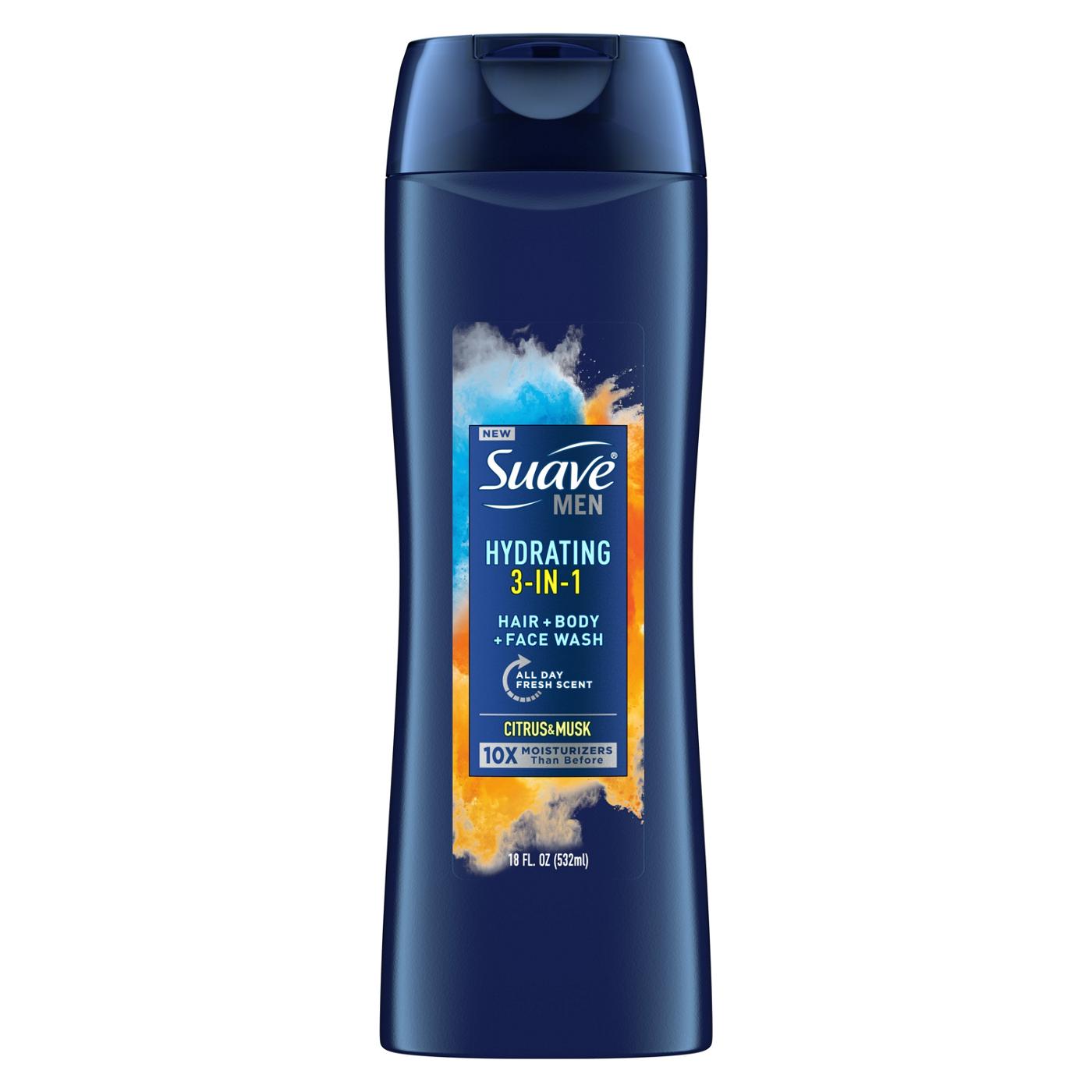 Suave Men 3 in 1 Mens Body Wash, Hair, Face and Body Wash; image 1 of 8