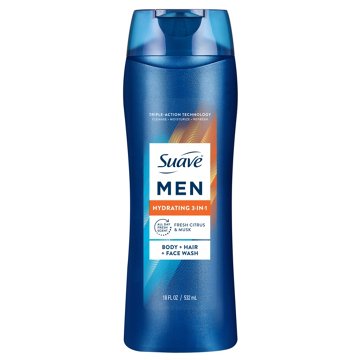 Suave Men 3 in 1 Mens Body Wash, Hair, Face and Body Wash - Citus & Musk, 18 oz