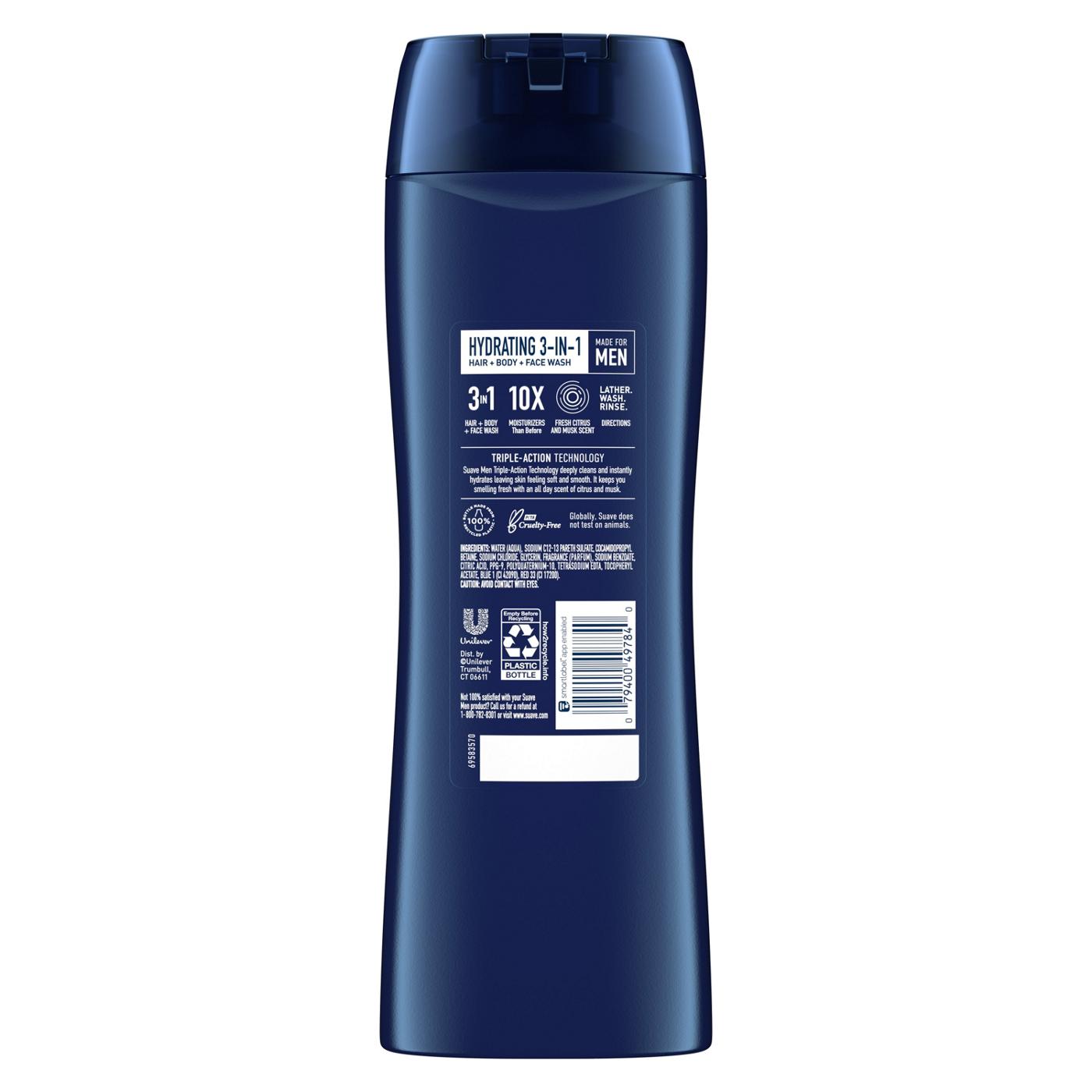 Suave Men 3 in 1 Mens Body Wash, Hair, Face and Body Wash; image 7 of 8