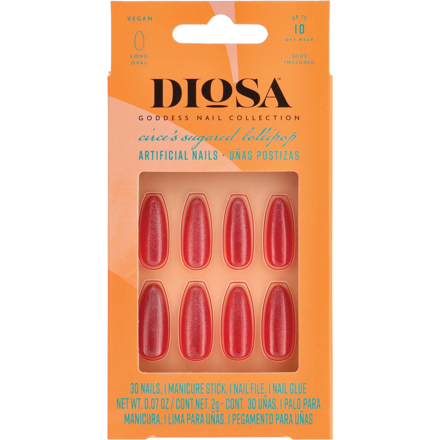 Diosa Circe's Sugared Lollipop Artificial Nails - Red; image 1 of 3