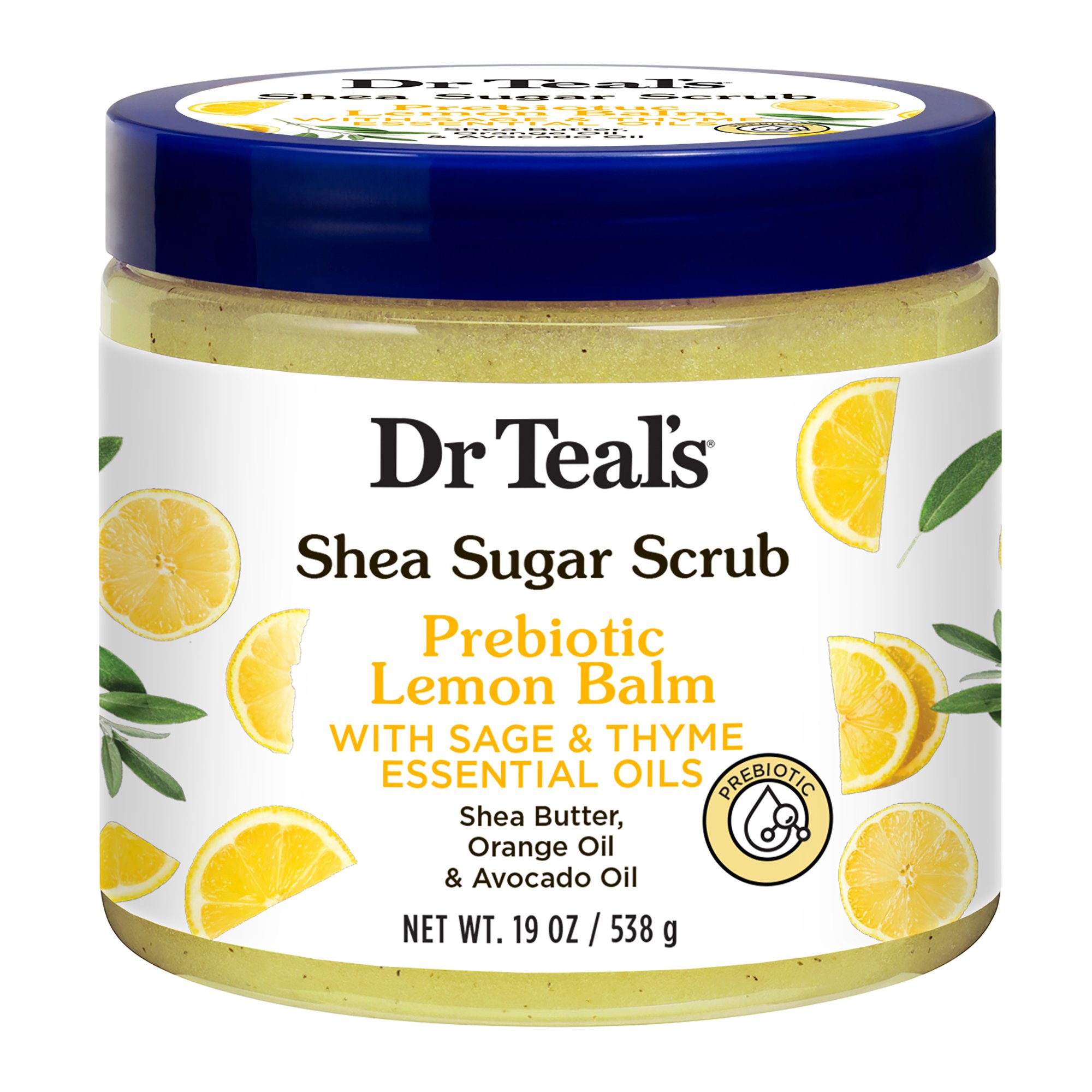 Dr Teal's Shea Sugar Body Scrub Prebiotic Lemon Balm Shop Body