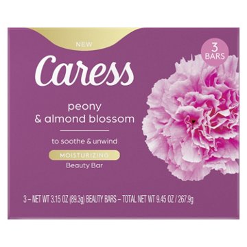 Caress Beauty Bars - Peony & Almond Blossom, 3 ct