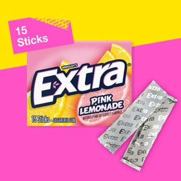 Extra Pink Lemonade Sugar Free Gum, 15 pc