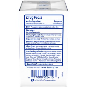 Dial Antibacterial Refresh & Renew Bar Soap - White