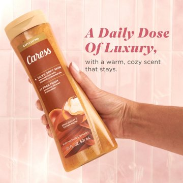 Caress Exfoliating Body Wash - Shea Butter & Brown Sugar, 20 oz