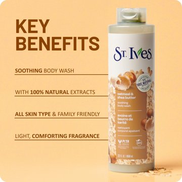 St. Ives Soothing Body Wash - Oatmeal & Shea Butter, 22 oz