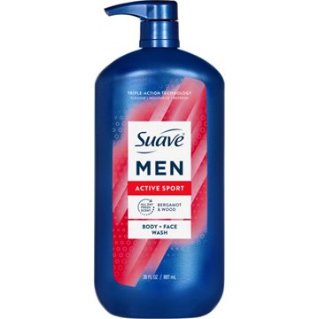 Suave Men Face & Body Wash - Active Sport, 30 oz