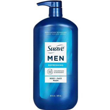Suave Men Refreshing 2-in-1 Face & Body Wash - Cedarwood & Mandarin, 30 oz