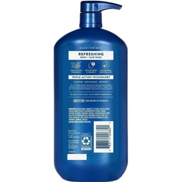 Suave Men Refreshing 2-in-1 Face & Body Wash - Cedarwood & Mandarin, 30 oz