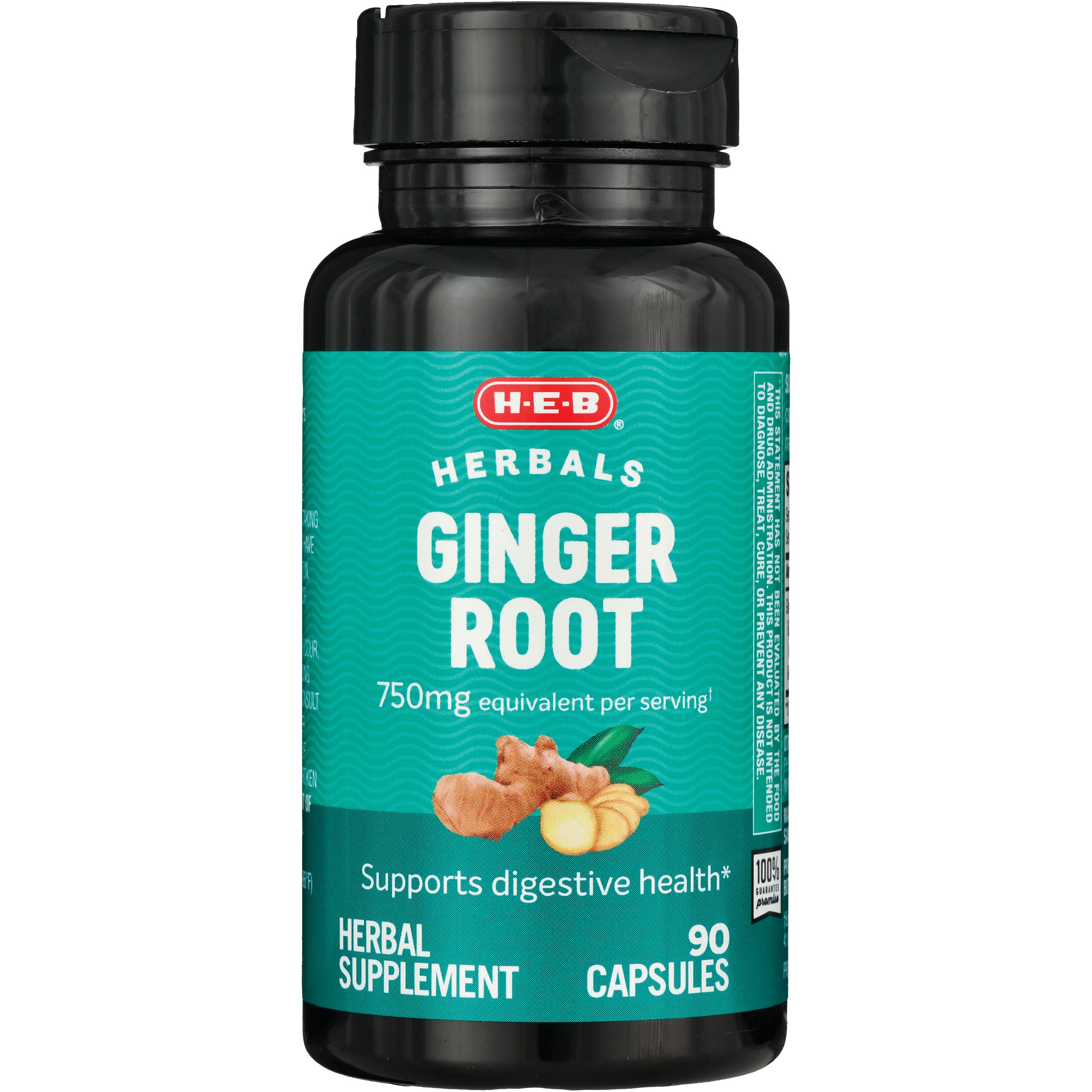 H-E-B Herbals Ginger Root Capsules - 750 mg, 90 ct