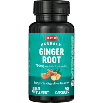 H-E-B Herbals Ginger Root Capsules - 750 mg, 90 ct