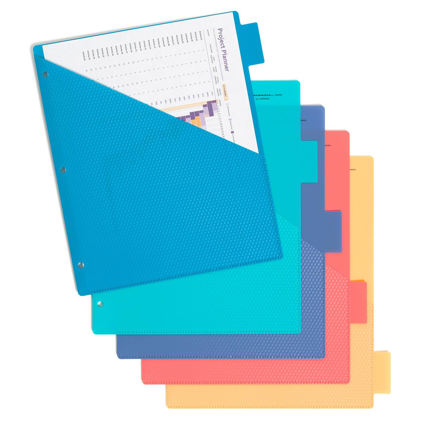 U Brands Performance Series Tab Dividers with Pockets - Brights, 5 Ct; image 4 of 4