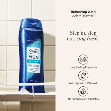 Suave Men Refreshing 2-in-1 Face & Body Wash - Cedarwood & Mandarin