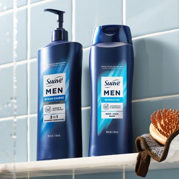 Suave Men Refreshing 2-in-1 Face & Body Wash - Cedarwood & Mandarin, 18 oz