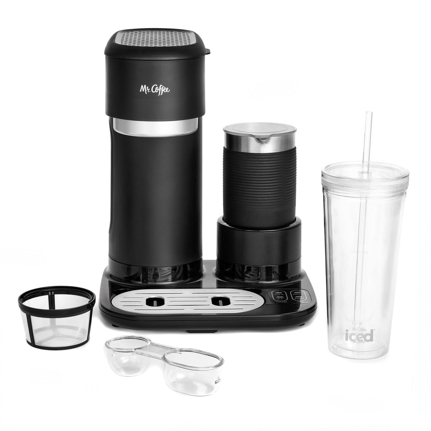 Mr. Coffee Single Serve Latte + Iced + Hot Coffee Maker & Milk