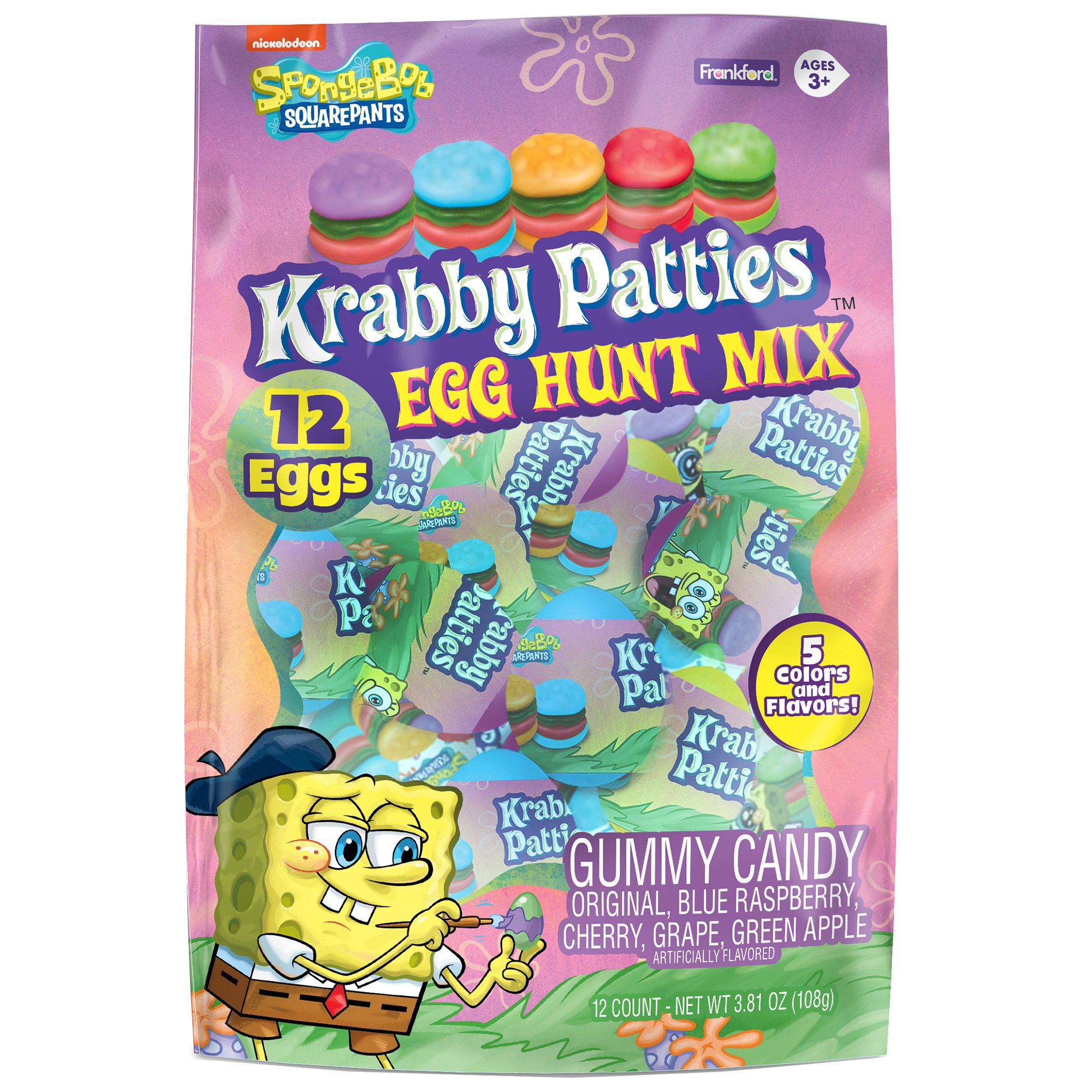 Frankford SpongeBob Krabby Patties Gummies Easter Candy Filled Eggs ...