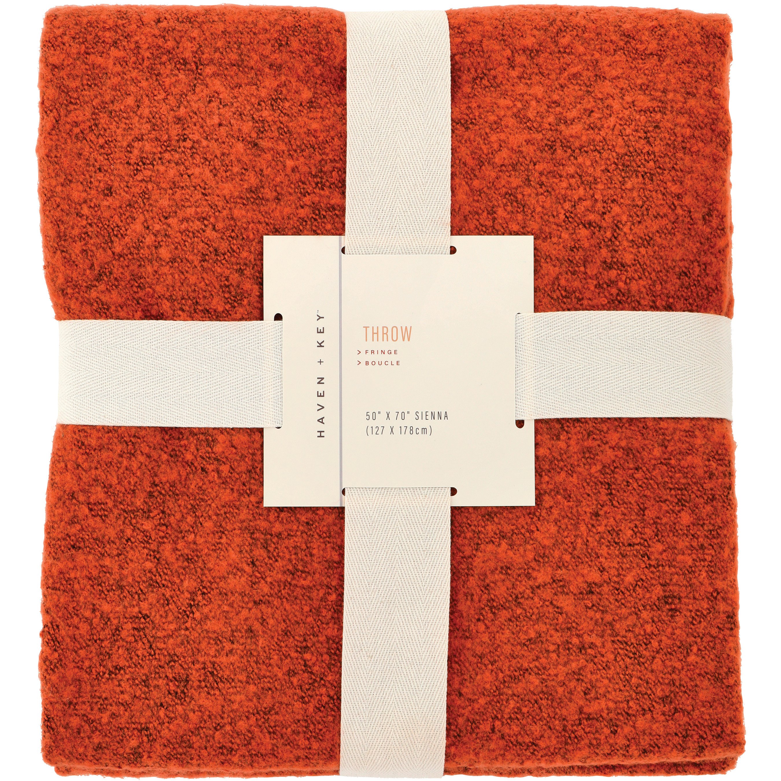 Haven + Key Boucle Throw Blanket with Fringe Sienna Shop Blankets