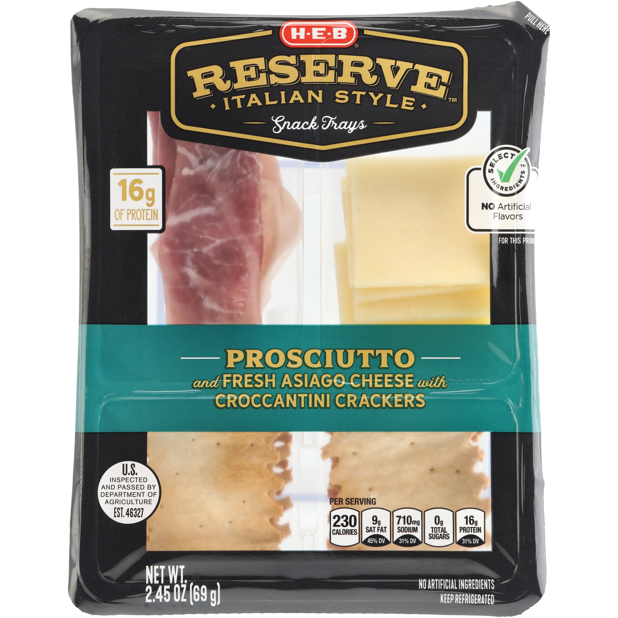 HEB Reserve Italian Style Snack Tray Prosciutto & Asiago Cheese