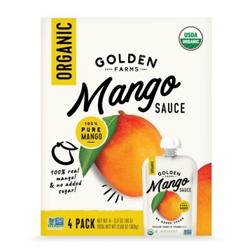 Golden Farms Organic Mango Sauce Pouches, 4 ct