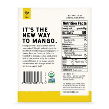 Golden Farms Organic Mango Sauce Pouches, 4 ct