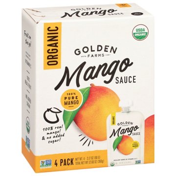 Golden Farms Organic Mango Sauce Pouches, 4 ct
