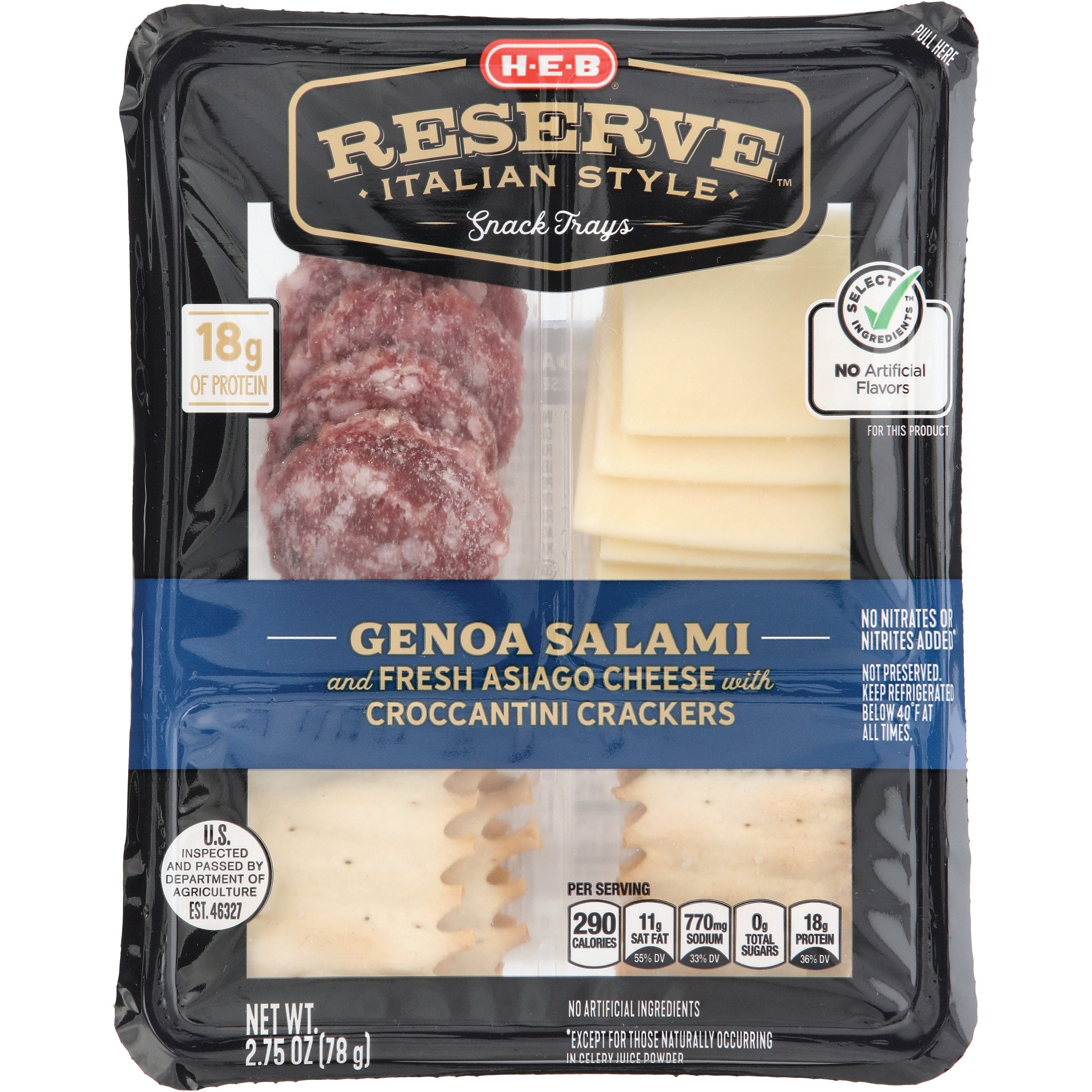 H-E-B Reserve Italian Style Snack Tray - Genoa Salami & Asiago Cheese ...