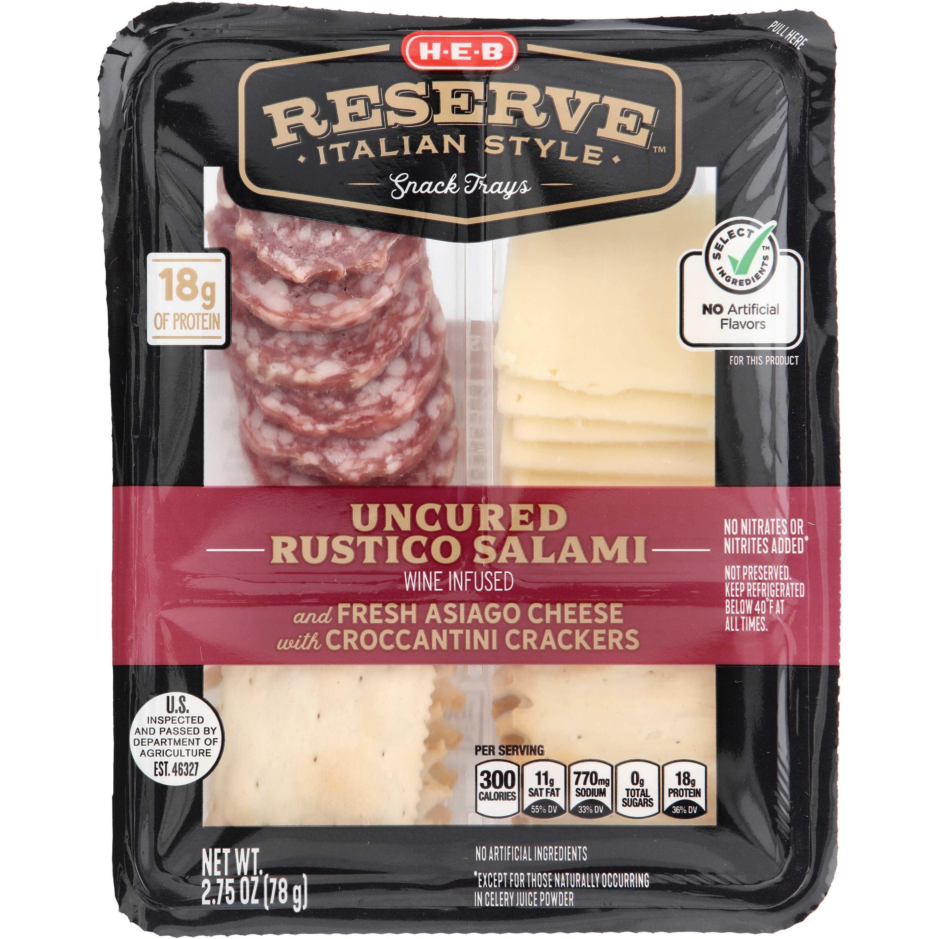 H-E-B Reserve Italian Style Snack Tray - Uncured Rustico Salami ...