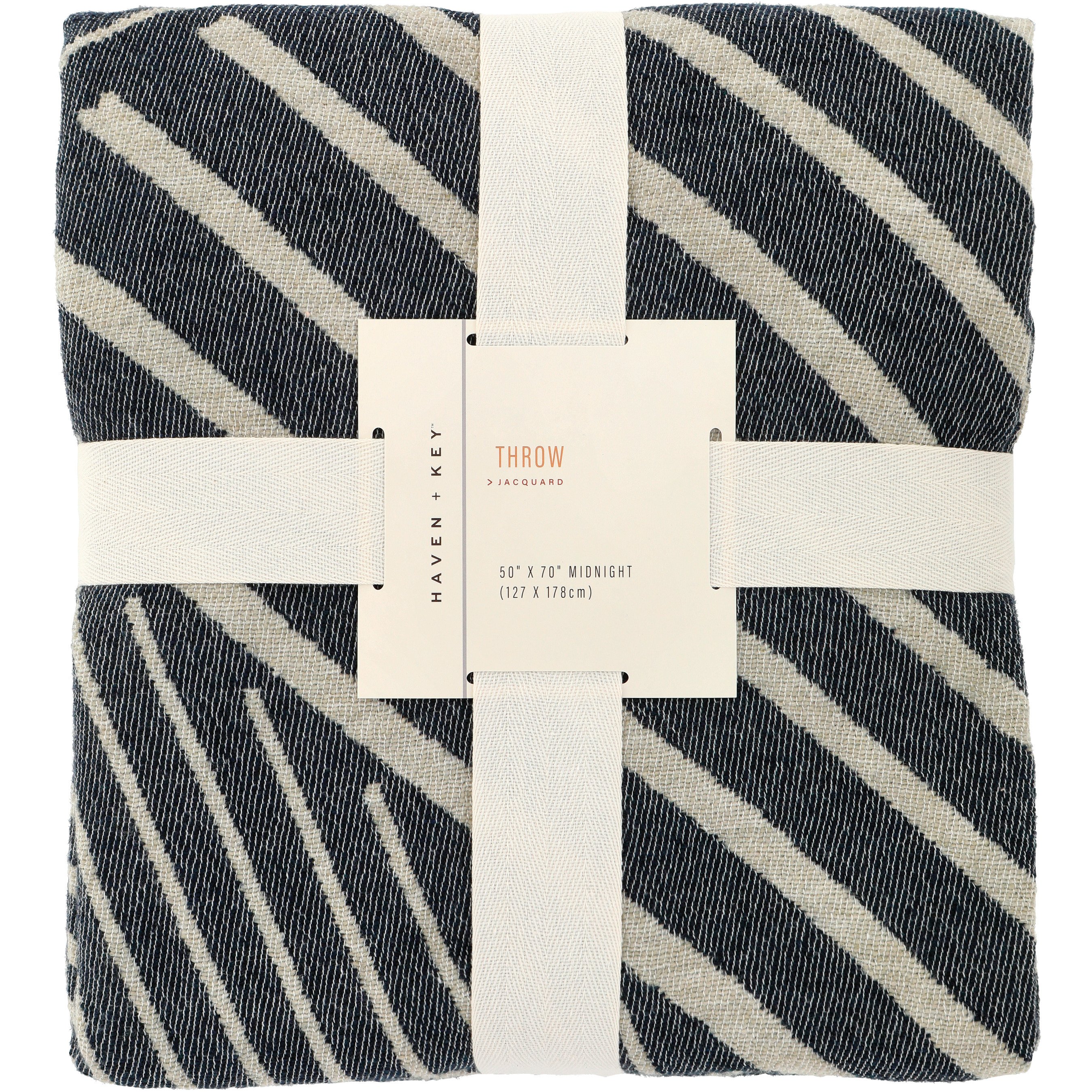 Haven + Key Lightweight Jacquard Throw Blanket Midnight Shop