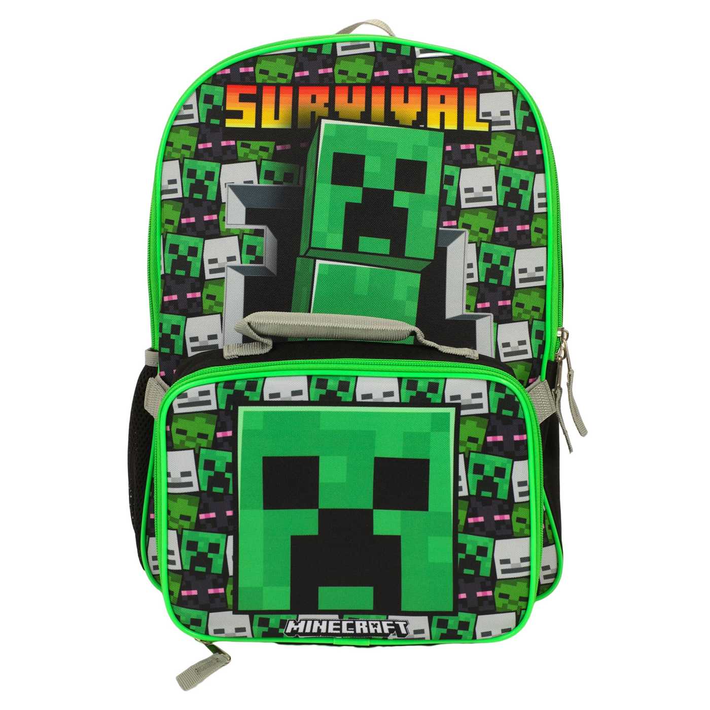 Bioworld Minecraft Creeper Survival Backpack with Lunch Tote; image 1 of 3