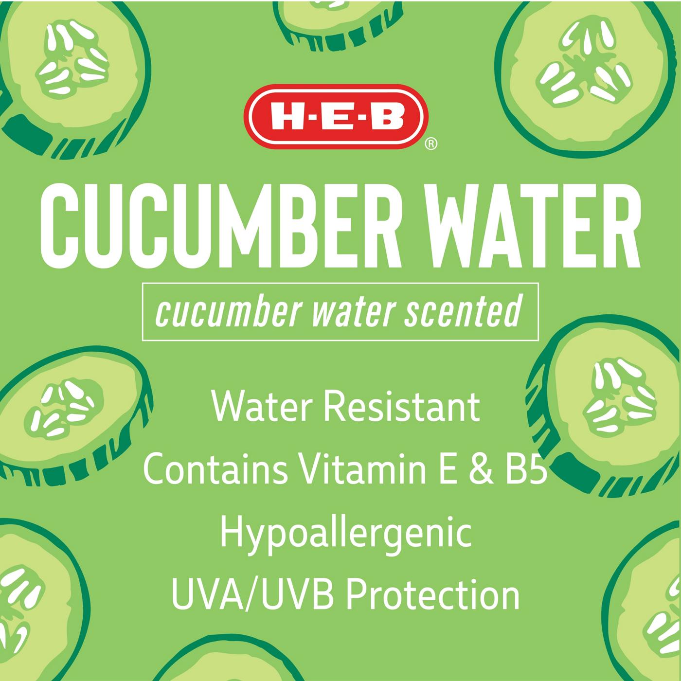 H-E-B Oxybenzone Free Cucumber Water Sunscreen Spray – SPF 50; image 2 of 3