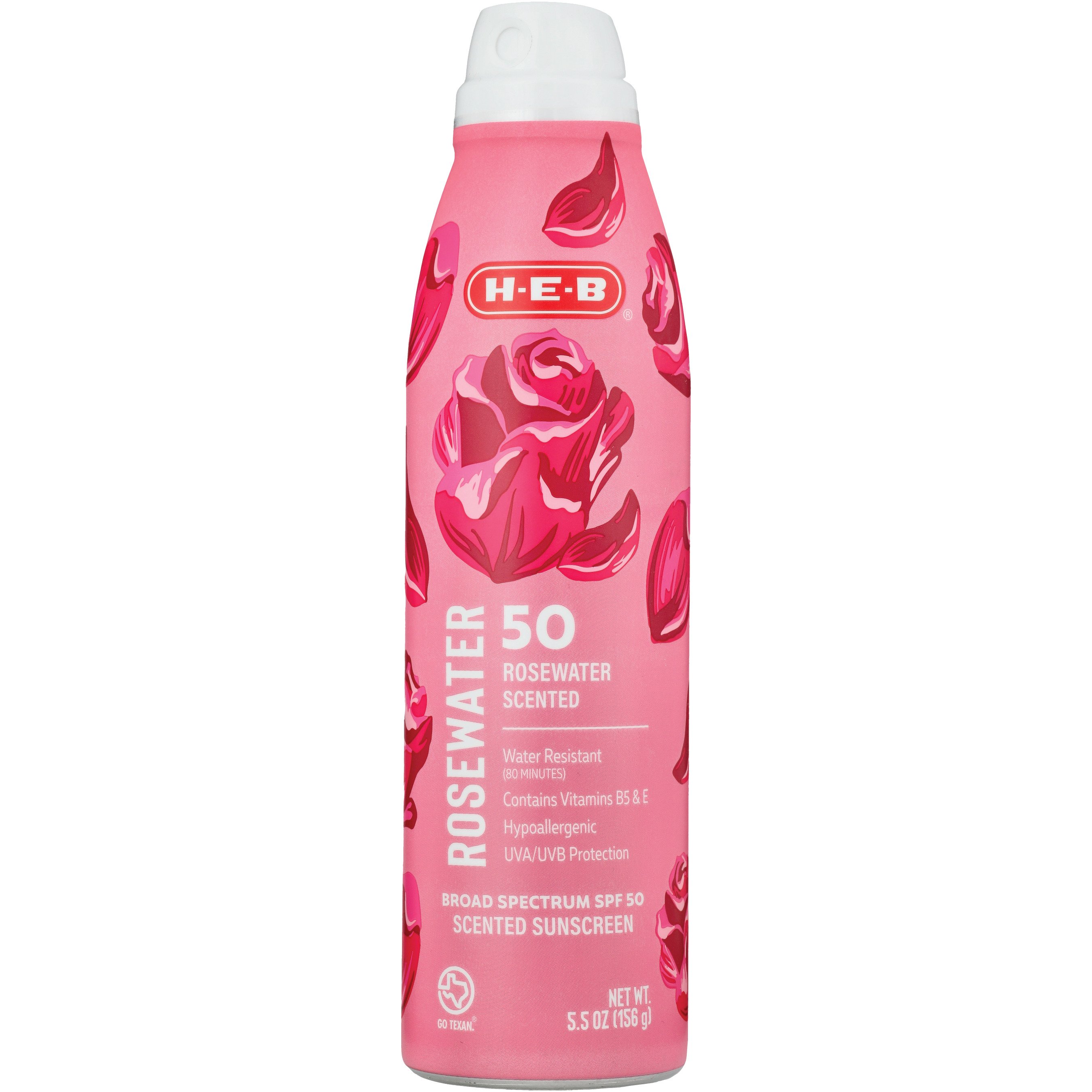 H-E-B Oxybenzone Free Rosewater Sunscreen Spray – SPF 50 - Shop