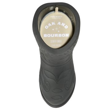 Foundry Candle Co. Oak & Bourbon Scented Cowboy Boot Candle - Black, 5.5 oz