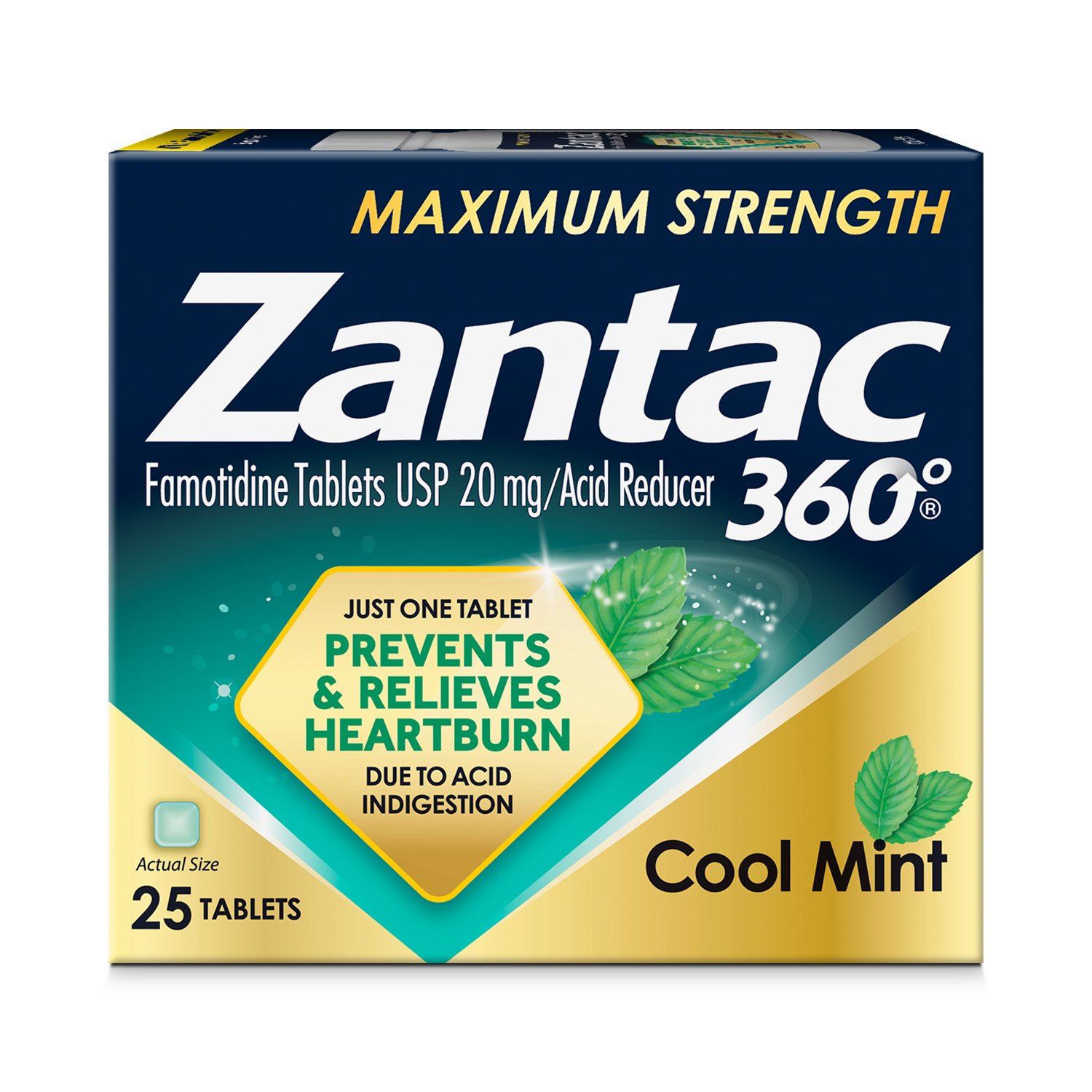 Zantac 360 Maximum Strength Tablets - Cool Mint, 25 ct