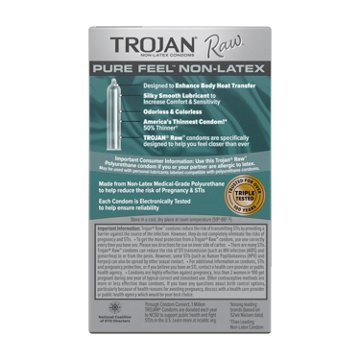 Trojan Raw Pure Feel Non-Latex Condoms, 10 ct