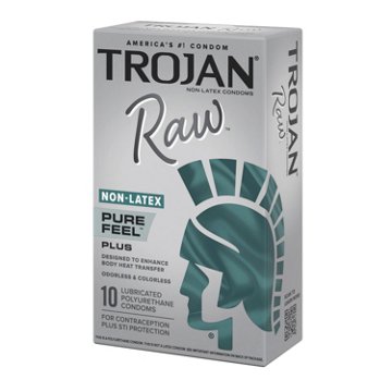 Trojan Raw Pure Feel Non-Latex Condoms, 10 ct