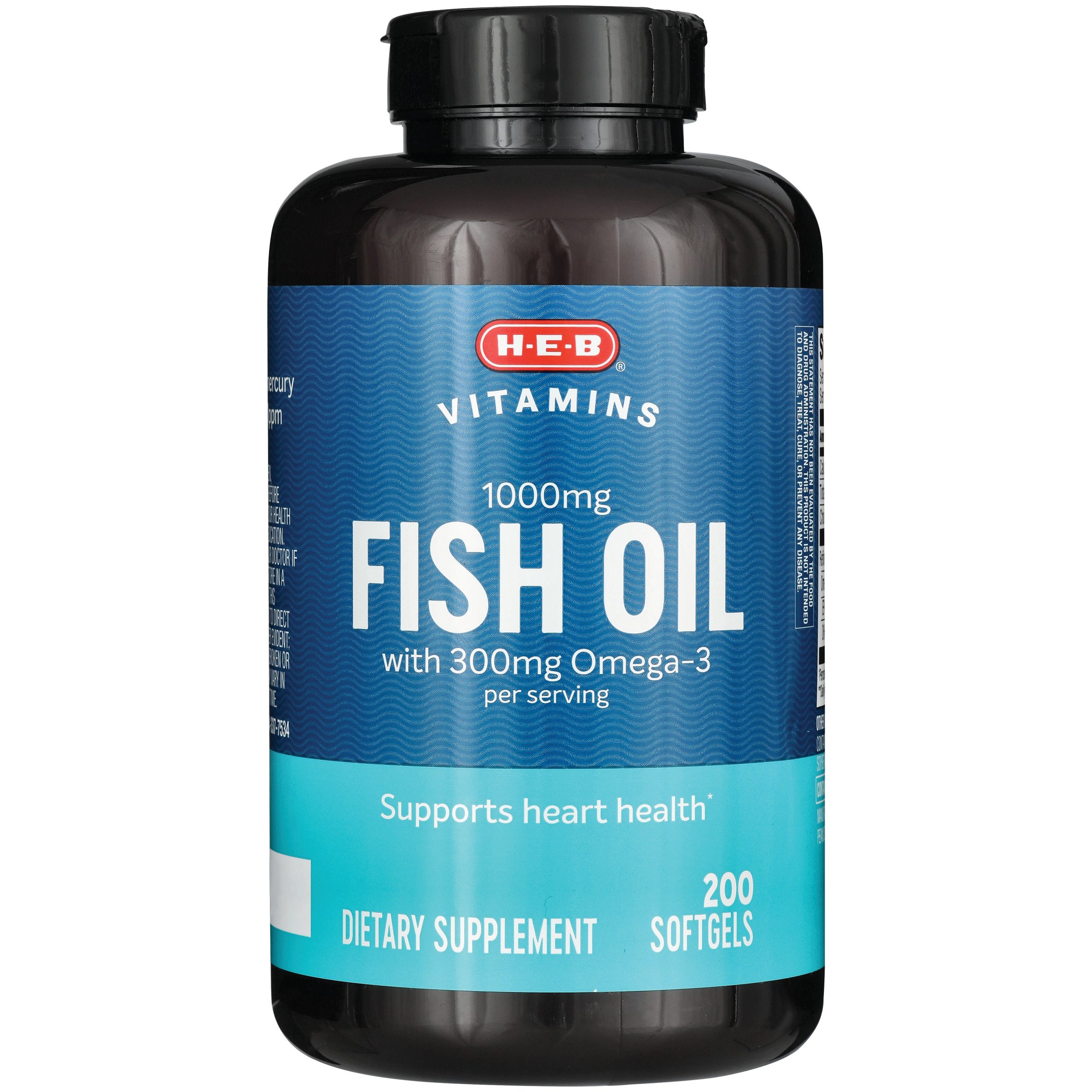 H-E-B Omega-3 Fish Oil Softgels – 300 mg, 200 ct