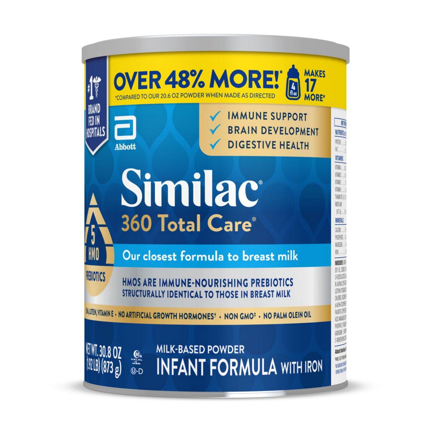 Similac 360 Total Care Infant Formula Powder with 5 HMO Prebiotics - Value Can; image 5 of 14