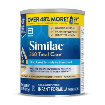 Similac 360 Total Care Infant Formula Powder with 5 HMO Prebiotics - Value Can, 30.8 oz