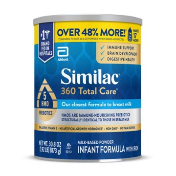 Similac 360 Total Care Infant Formula Powder with 5 HMO Prebiotics - Value Can, 30.8 oz