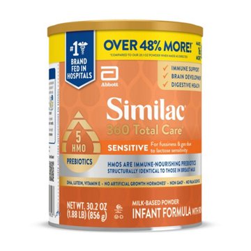 Similac 360 Total Care Sensitive Infant Formula Powder with 5 HMO Prebiotics, 30.2 oz