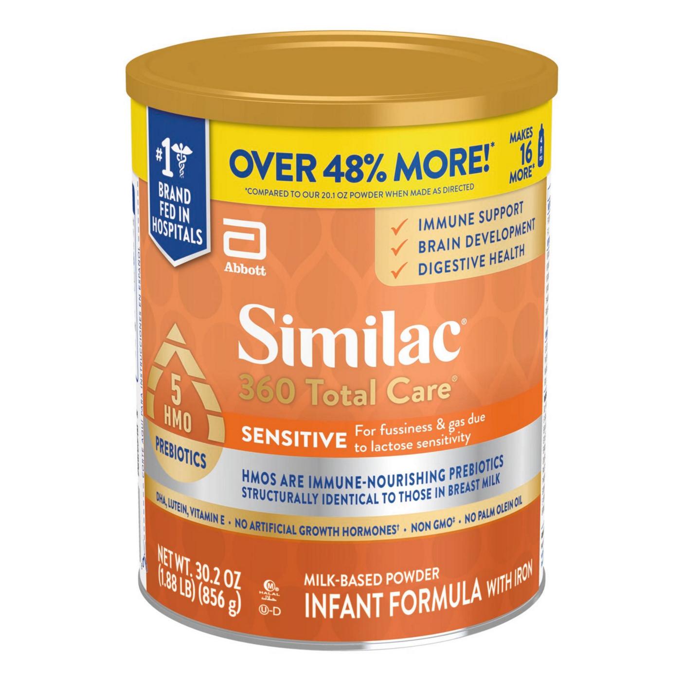 Similac 360 Total Care Sensitive Infant Formula Powder with 5 HMO Prebiotics - Value Can; image 5 of 15