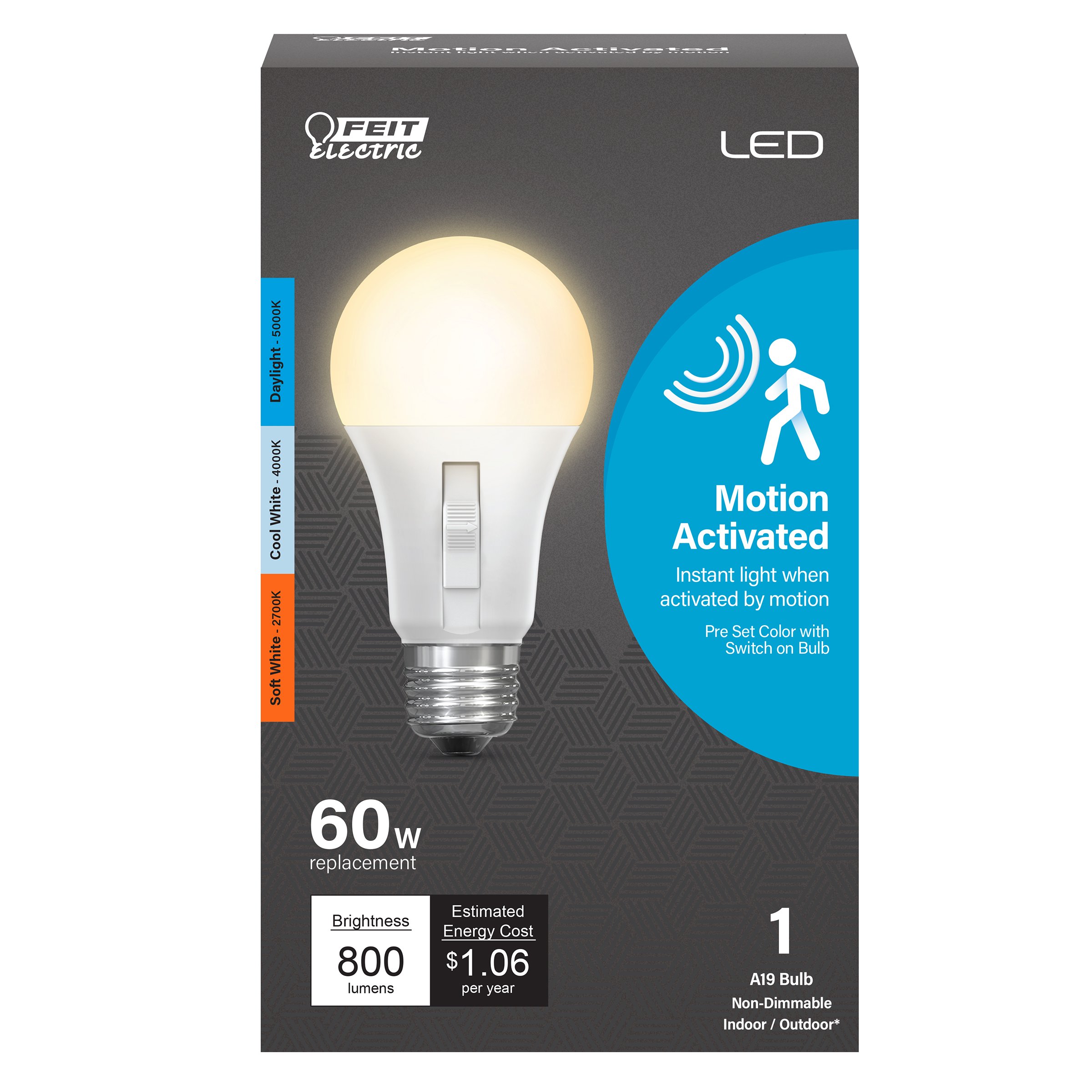 Feit Electric A19 60 Watt Motion Activated LED Light Bulb Shop